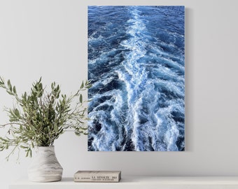 Acrylic Coastal Boat Cruise Water Waves Photography Print by Domenica Rossi