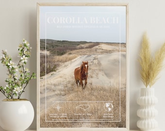 Paardkunstwerk, Corolla Beach Mustangs, Outer Banks OBX, Art Print, Canvas, ingelijst, acryl, poster, metaal, door Domenica Rossi, D