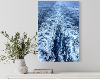 Acrylic Boat Cruise Coastal Nautical Water Waves Photography Print by Domenica Rossi