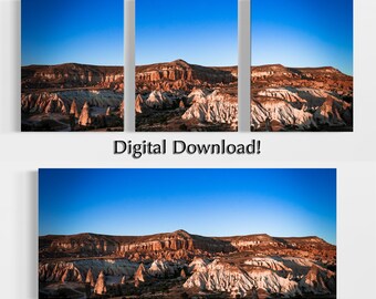 Cappadocia Turkey Fairy Chimneys Rock Formations Digital Download photography art print Domenica Rossi 3 piece triptych or single