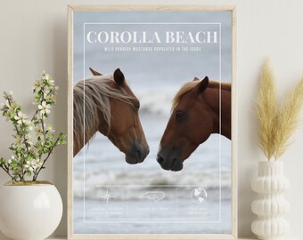 Paardkunstwerk, Corolla Beach Mustangs, Outer Banks OBX, Art Print, Canvas, ingelijst, acryl, poster, metaal, door Domenica Rossi, B