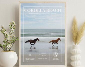 Horse Artwork, Corolla Beach Mustangs, Outer Banks OBX, Art Print, Canvas, Framed, Acrylic, Poster, Metal, by Domenica Rossi