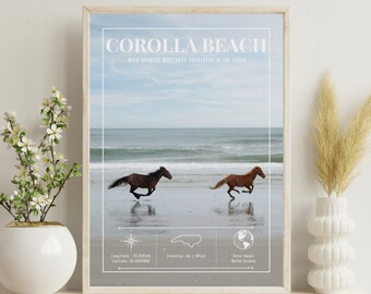 Paardkunstwerk, Corolla Beach Mustangs, Outer Banks OBX, Art Print, Canvas, ingelijst, acryl, poster, metaal, door Domenica Rossi