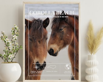 Paardkunstwerk, Corolla Beach Mustangs, Outer Banks OBX, Art Print, Canvas, ingelijst, acryl, poster, metaal, door Domenica Rossi, C