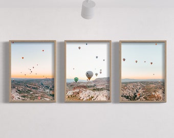 Cappadocië heteluchtballon fotografie kunstdruk set van 3