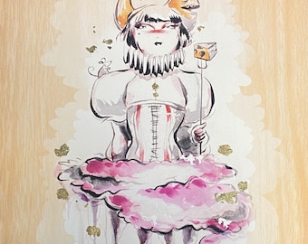 Voice In The Wilderness Print on Wood by Miss Mindy 9x12 Gold Foil