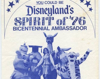 Solicitudes de embajadores de Disneyland + folleto para los años del desfile de Estados Unidos de 1975 y 1976