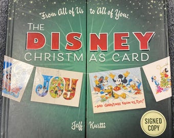 Signed Disney Christmas Card Book by Jeff Kurtti, Vintage Art