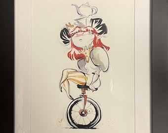 Maddy's Unimpressed Framed Large Print by Miss Mindy - Hand Embellished  11x14