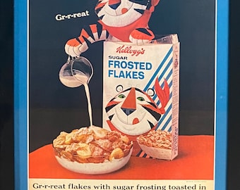 Vintage 1962 Tony The Tiger Kellogg's Frosted Flakes Framed Ad