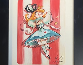 Curious Framed Large Print by Miss Mindy - 8.5 x 11 Alice In Wonderland