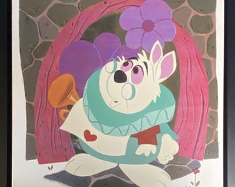 White Rabbit Framed - Daniel Arriaga -Limited Edition Giclée on Canvas