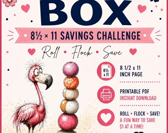Flock the Box Savings Challenge | Flamingo Theme, A5 Placeholder (Instant Download)
