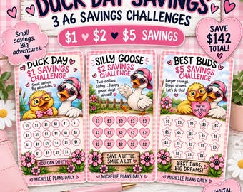 Duck Day Savings Challenges | A6 Savings Challenge Bundle | Low Income Cash Stuffing | Cute Budget Printable | Sinking Funds