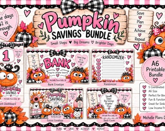 Pumpkin Savings Bundle | A6 Cash Stuffing Binder | Fall Savings Challenge | Sinking Fund Envelopes | Budget Printable