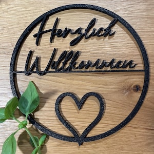 Türschild, Wanddeko, Herzlich Willkommen