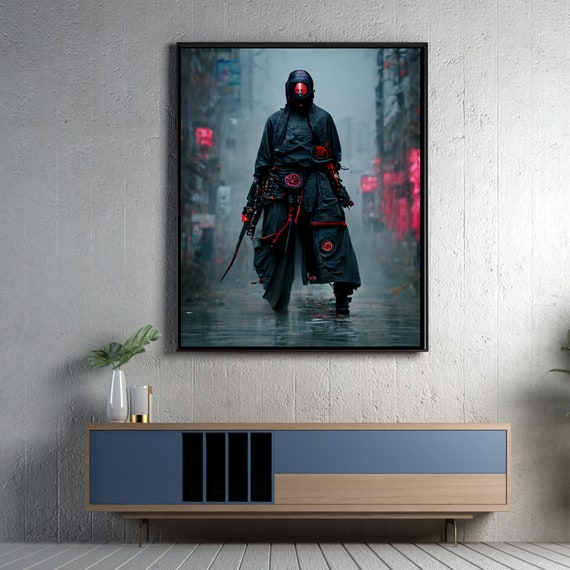 Cyberpunk Shogun Warrior AI Generated Art Poster - Etsy