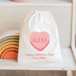 Valentine's Day Goodie Bag - Kids Goodie Bag - Customized Goodie Bag - Custom Name - Candy Heart Bag - Heart Name Bag - Drawstring Bag