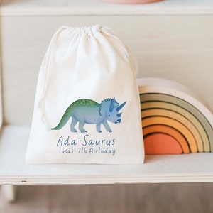 Kids Birthday Bag Kids Goodie Bag Customized Goodie Bag Custom Name Childrens Name Bag Kids Party Favor Dinosaur Party Favor image 1