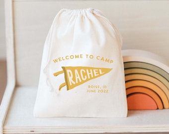 Personalized Goodie Bag - Kids Goodie Bag - Customized Goodie Bag - Pennant Name -Camp Party Theme -Kids Party Favor -Camping Birthday Party