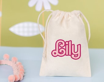 Personalized Pink Fashion Doll Party Favor Bag