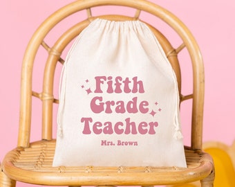 Personalized Teacher Gift - Kids Gift Bag - Teacher Appreciation - Custom Name - Teacher Thank You - School Teacher Gift - Drawstring Bag