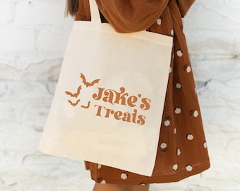 Kids Trick or Treat Bag - Kids Tote Bag - Customized Name Tote - Halloween Gift - Childrens Name Bag - Halloween Tote Bag - Candy Bag