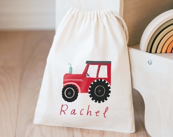 Farm Birthday Favor - Tractor Birthday Bags -Customized Goodie Bag -Custom Name - Childrens Name Bag -Kids Party Favor -Farm Theme Birthday