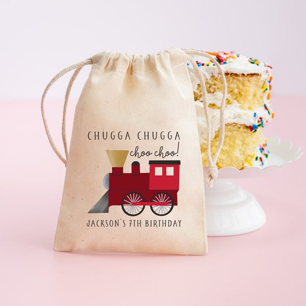 Train Birthday Bag - Kids Birthday Favors -Customized Goodie Bag -Custom Name -Childrens Name Bag -Kids Party Favor -Chugga Chugga Choo Choo