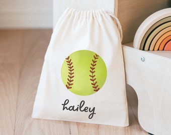 Softball Party Favor - Sports Birthday Bag - Kids Goodie Bag -Customized Game Day Bag -Childrens Name Bag - Kids Party Favor -Sports Snack