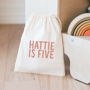Kids Birthday Bag - Kids Goodie Bag - Customized Goodie Bag - Custom Name - Childrens Name Bag - Kids Party Favor - Drawstring Bag - Girls