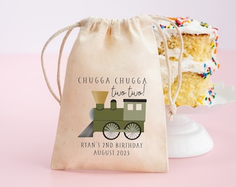 Train Birthday Bag - Kids Birthday Favors -Customized Goodie Bag -Custom Name -Childrens Name Bag -Kids Party Favor - Chugga Chugga Two Two