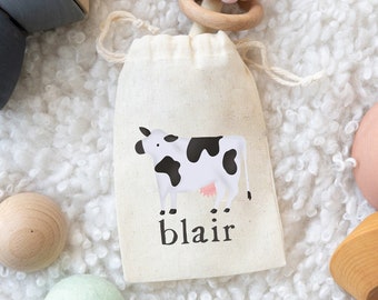 Farm Birthday Favor - Cow Birthday Bags -Customized Goodie Bag -Custom Name - Animal Bag -Kids Party Favor -Farm Theme Birthday - Name Bag