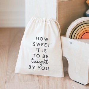 Personalized Teacher Gift - Kids Gift Bag - Customized Goodie Bag - Custom Name - Teacher Thank You - School Teacher Gift - Drawstring Bag