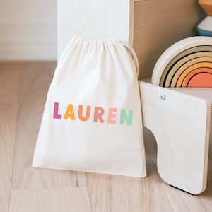 Personalized Goodie Bag Kids Goodie Bag Customized Goodie Bag Custom Name Childrens Name Bag Kids Party Favor Drawstring Bag image 1