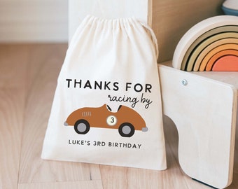Race Car Birthday Bag - Kids Birthday Favors -Customized Goodie Bag -Custom Name -Childrens Name Bag -Kids Party Favor - Racing BY Birthday