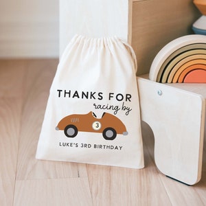 Race Car Birthday Bag - Kids Birthday Favors -Customized Goodie Bag -Custom Name -Childrens Name Bag -Kids Party Favor - Racing BY Birthday