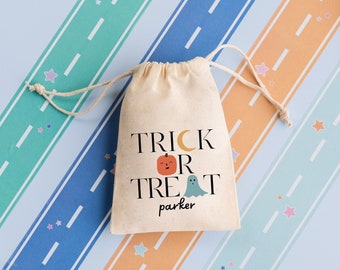 Bolsa de dulces para niños - Bolsa de Halloween personalizada - Bolsa con nombre personalizado - Bolsa con nombre para niños - Bolsa de dulces para niños - Bolsa con cordón