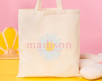 Custom Daisy Tote Bag – Personalized Name, Girl Scout Gift