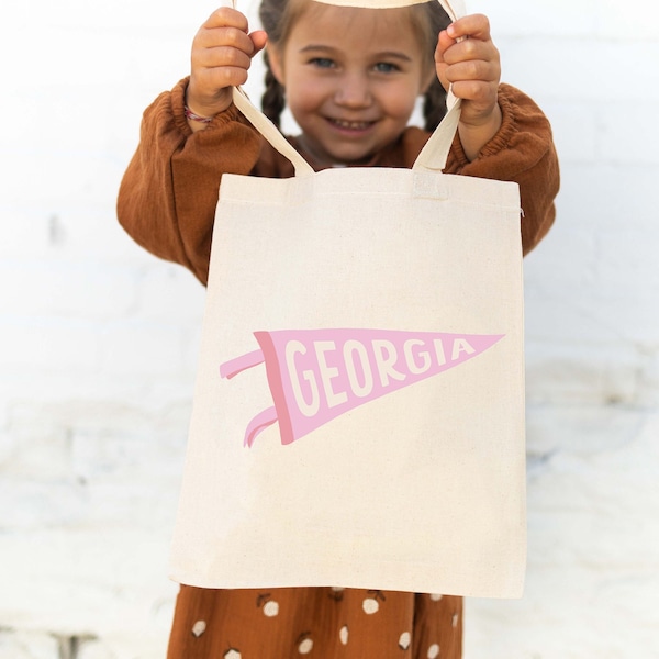 Personalized Tote Bag - Kids Tote Bag - Customized Name Tote - Pennant Name - Childrens Name Bag - School Tote Bag - Tote Bag for Books