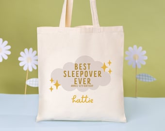 Sleepover Tote Bag - Kids Tote Bag - Customized Name Tote - Birthday Gift - Children Name Bag - Travel Bag - Overnight Bag -Slumber Party