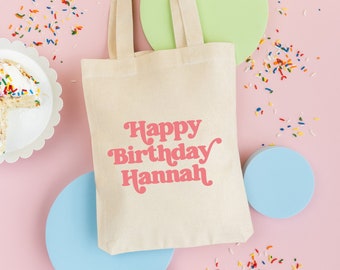 Happy Birthday Tote Bag - Kids Tote Bag - Customized Name Tote - Christmas Gift - Children Name Bag -School Tote Bag -Personalized Bday Gift