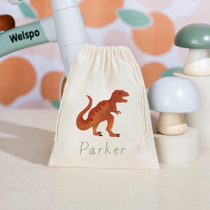 T Rex Party Favor - Dino Kids Birthday Bag - Kids Goodie Bag - Customized Goodie Bag - Childrens Name Bag - Kids Party Favor -Dinosaur Party