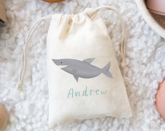 Shark Party Favor - Under the Sea Birthday Bag - Kids Goodie Bag -Customized Game Day Bag -Childrens Name Bag -Kids Party Favor -Ocean Party