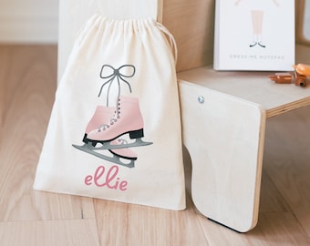 Ice Skating Bag - Kids Goodie Bag - Custom Goodie Bag - Custom Name - Custom Gift Bag - Ice Skates Bag - Drawstring Bag - Winter Sports