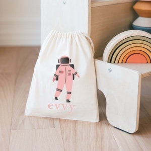 Space Birthday - Rocket Ship - Kids Goodie Bag - Customized Goodie Bag - Custom Name - Childrens Name Bag - Kids Party Favor - Astronaut Bag