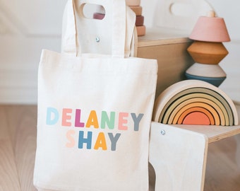 Personalized Tote Bag - Kids Tote Bag - Customized Name Tote - Christmas Gift - Childrens Name Bag - School Tote Bag - Tote Bag for Books