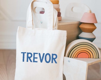 Borsa tote personalizzata - Borsa tote per bambini - Tote nome personalizzato - Regalo di Natale - Borsa nome bambini - Borsa tote scuola - Borsa tote per libri