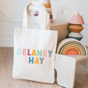 Sac fourre-tout personnalisé - Sac fourre-tout pour enfant - Sac fourre-tout personnalisé - Cadeau de Noël - Sac prénom pour enfant - Sac fourre-tout d'école - Sac fourre-tout pour livres