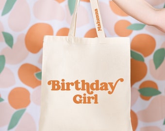 Happy Birthday Tote Bag - Kids Tote Bag - Customized Name Tote - Christmas Gift - Children Name Bag -School Tote Bag -Birthday Girl Gift Bag